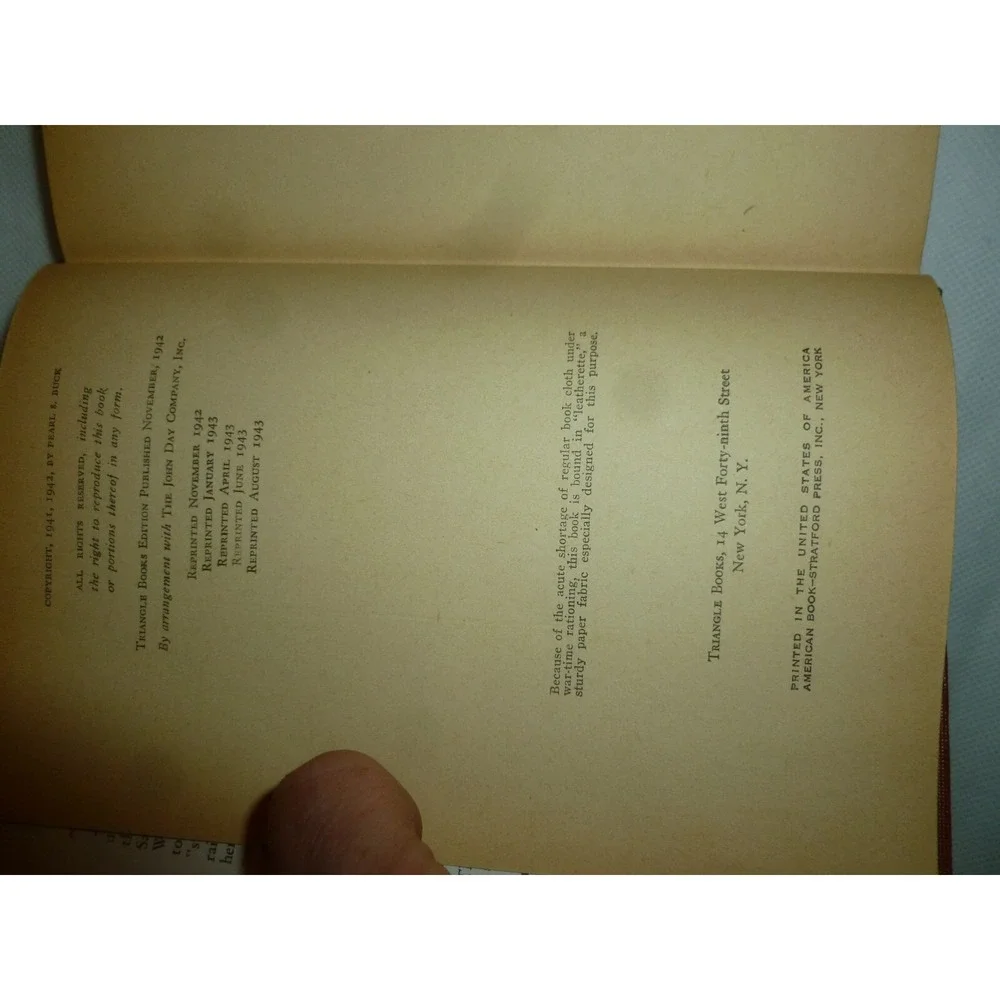 China Sky by Pearl S. Buck 1943 Triangle Books‎ Hardcover DJ Vintage WWII